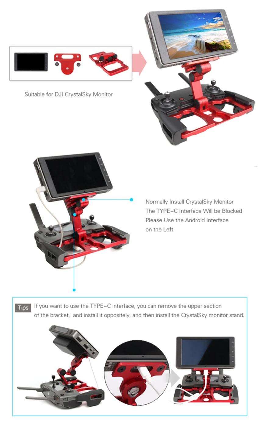 Для DJI Spark Mavic 2 Pro Mavic Mini Air пульт дистанционного управления, держатель для планшета, держатель для телефона, кронштейн для монитора с зажимом