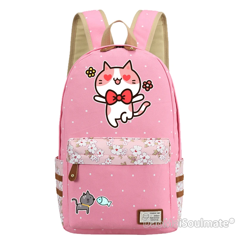 Милые Мультяшные коты Студенческая школьная сумка для девочек милый кот девочки детский школьный рюкзак цветок ноутбук сумка девушка рюкзаки Mochila - Color: Pink 6