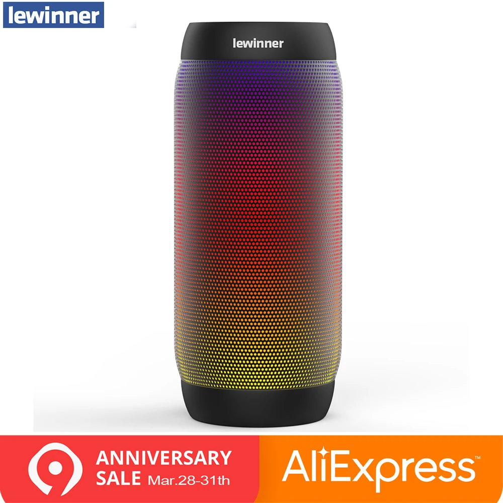 lewinner colorful Waterproof LED Portable Bluetooth Speaker BQ-615 Wireless Super Bass Mini Speaker with Flashing Lights FM