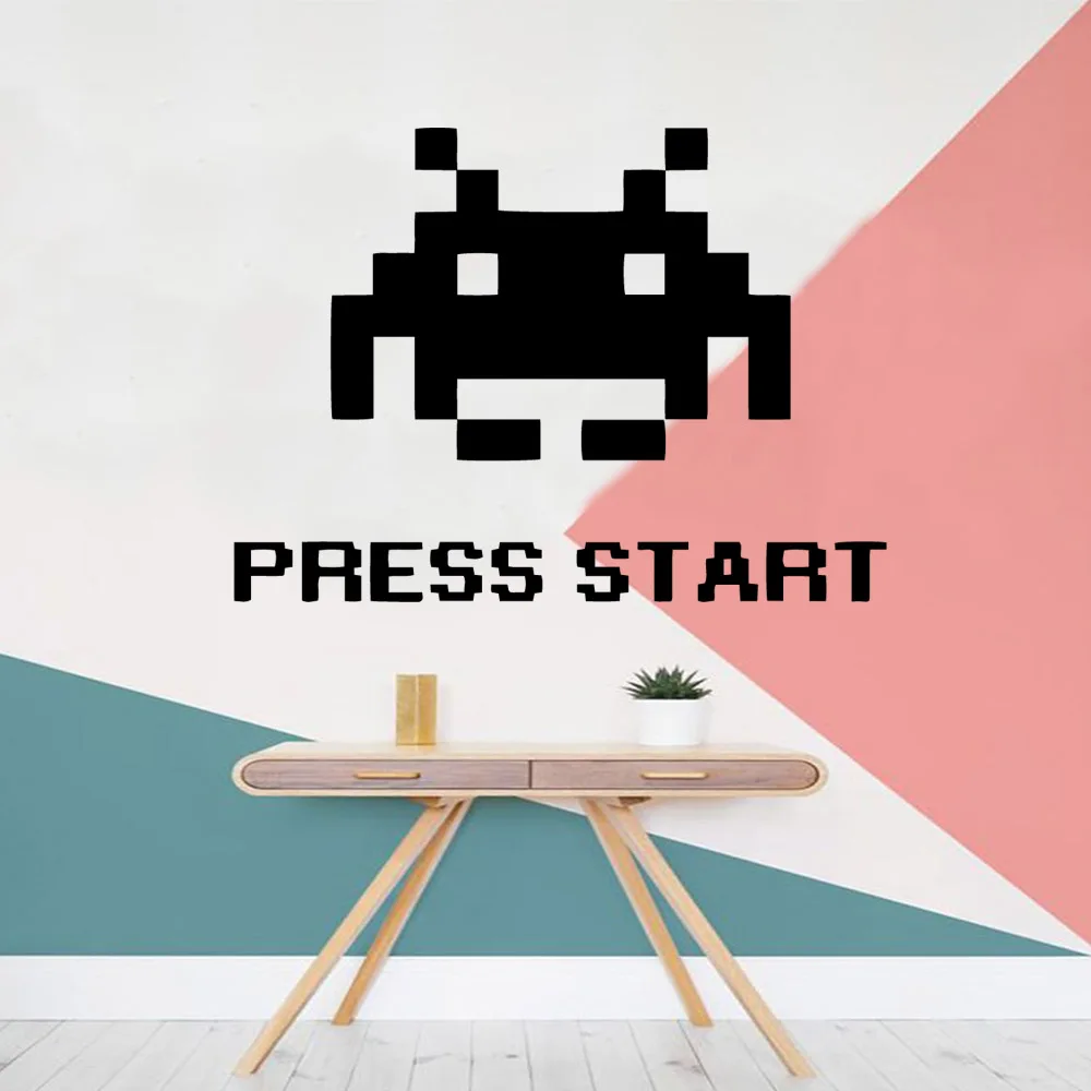 

Hot Sale Press Start Game Wall Sticker Removable Kids Room Mural Diy Wallpaper Removable Wall Sticker Art Decals