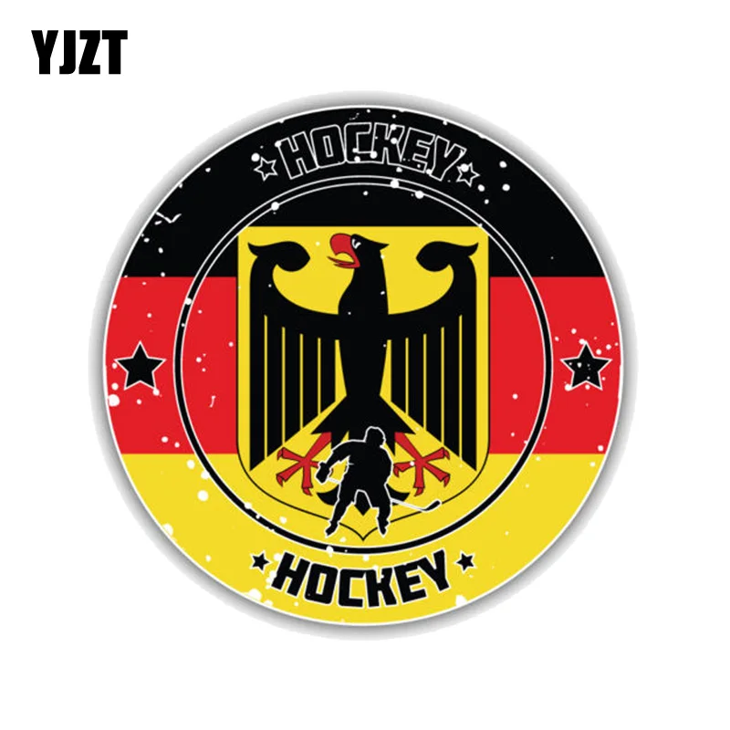 

YJZT 12.7CM*12.7CM Germany Flag Hockey Sport PVC Motorcycle Car Sticker 11-00419