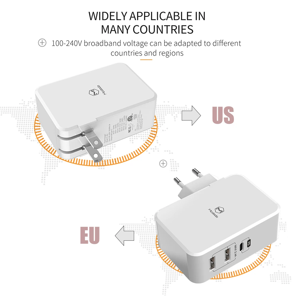 Mcdodo USB PD 29 Вт быстрое зарядное устройство для iPhone X 8 Plus type c usb-c зарядка Быстрая зарядка двойной USB зарядное устройство для samsung Xiaomi huawei