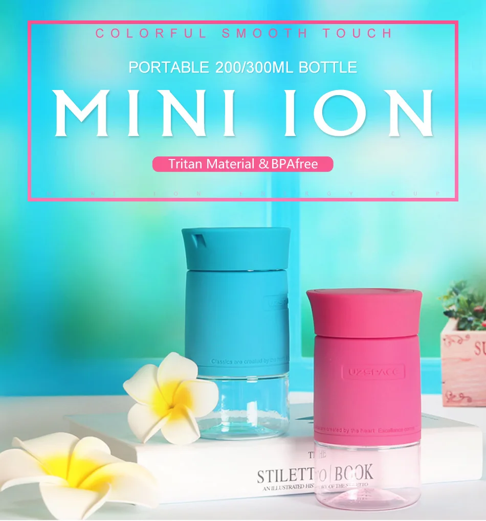 UZSPACE Water Bottles Tritan Material Fashion Portable Lovely Mini Ecofriendly Sports Travel Plastic Drink My Water Bottle 200ML01
