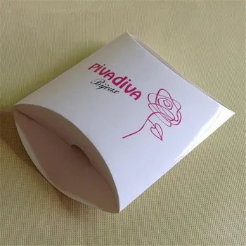 

Wholesale 500PCS/lot Manufacture custom cardboard pillow boxes with ribbon glossy/matte lamination packaging candy clothing box