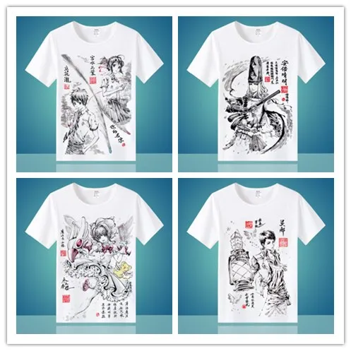 

23 Styles fate Rurouni Kenshin Gintama Cardcaptor Sakura Ink painting Animation short-sleeved T-shirt