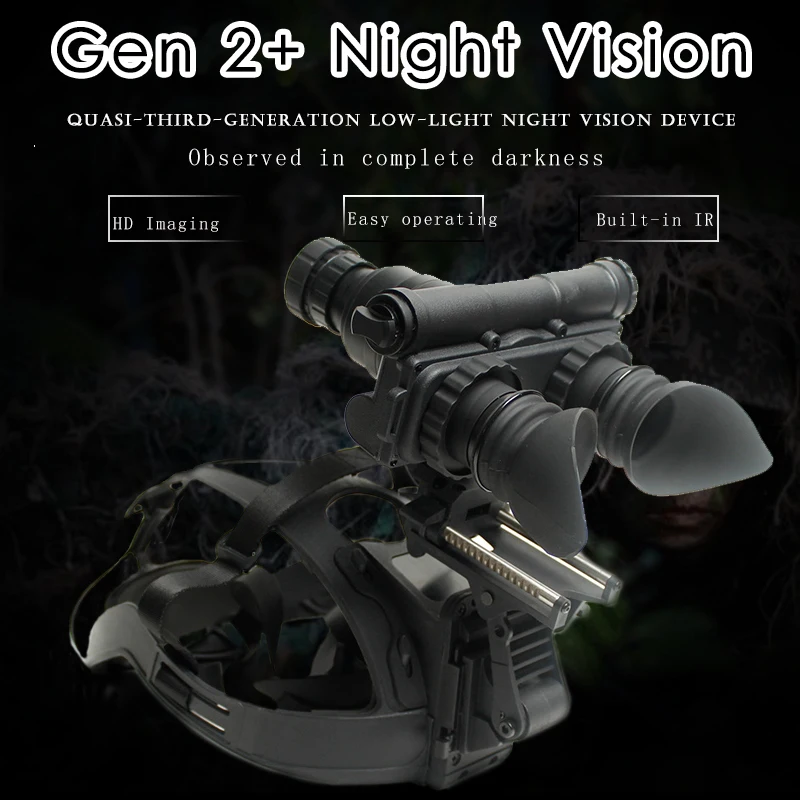 

Military 2 Generation HD Imaging Night Vision Goggles Hunting Optics Helmet-Type IR Night Binoculars Optional Lens Customized