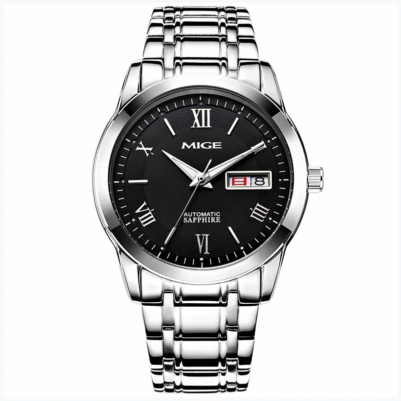 Mige новые настоящие часы Relogio Masculino мужские часы стальной ремешок для часов автоматические водонепроницаемые мужские наручные часы - Цвет: SM88001GMB