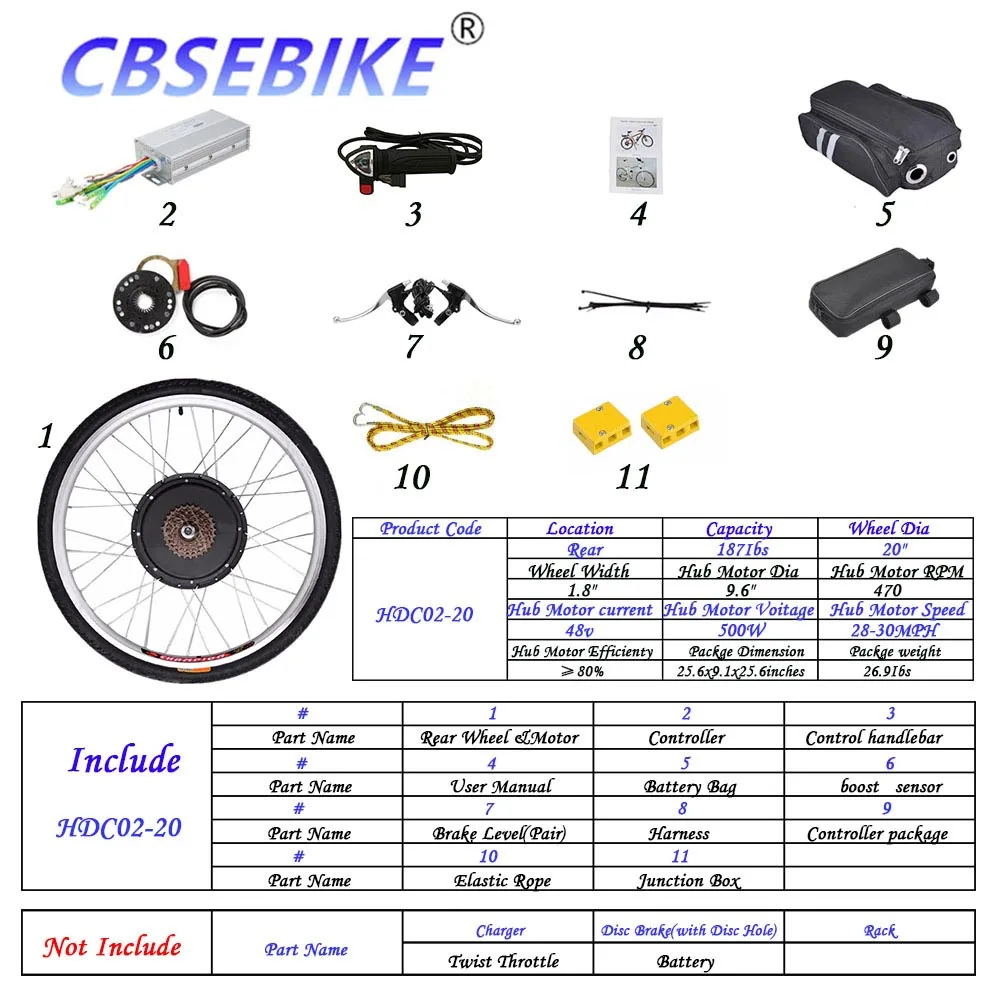 Ebike высокоскоростной конверсионный комплект 36v500w 48v500w 48v1000w 20 дюймов Мотор Ступицы заднее колесо HDB01-20 - Цвет: 20inch 48V500W HDC2