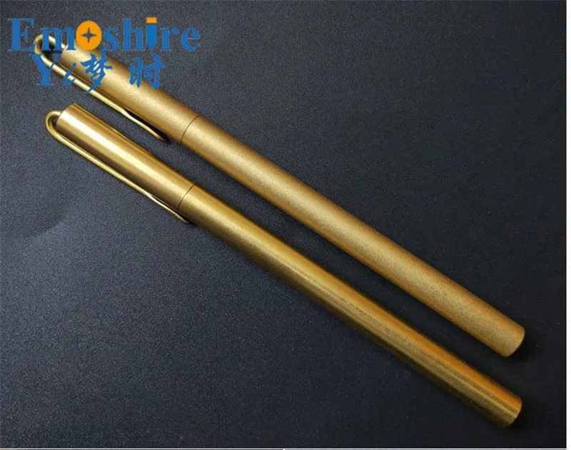 Esferográfica de Bronze Caneta de Tinta Gel para Negócios Nova Caneta Esferográfica Clipe Espelho Fosco Latão Roller Ball Pen Edc Hand-made Retro C084 7 Canetas esferográficas