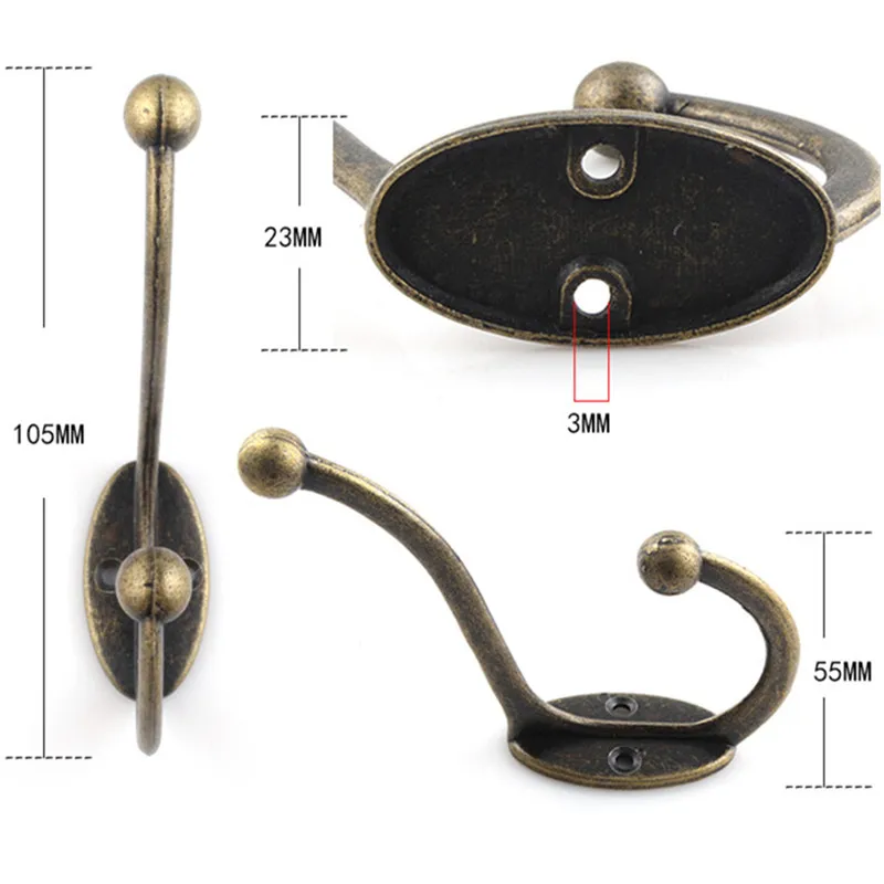 1PCS Bronze Vintage Robe Hooks House Accessories Antique Brass