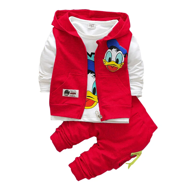 

Girls Clothing Sets Spring Donald Duck Girls Clothes Set Hoodie Vest + Full Sleeve Shirt + Pants 3 Pieces Suit For Baby Girls