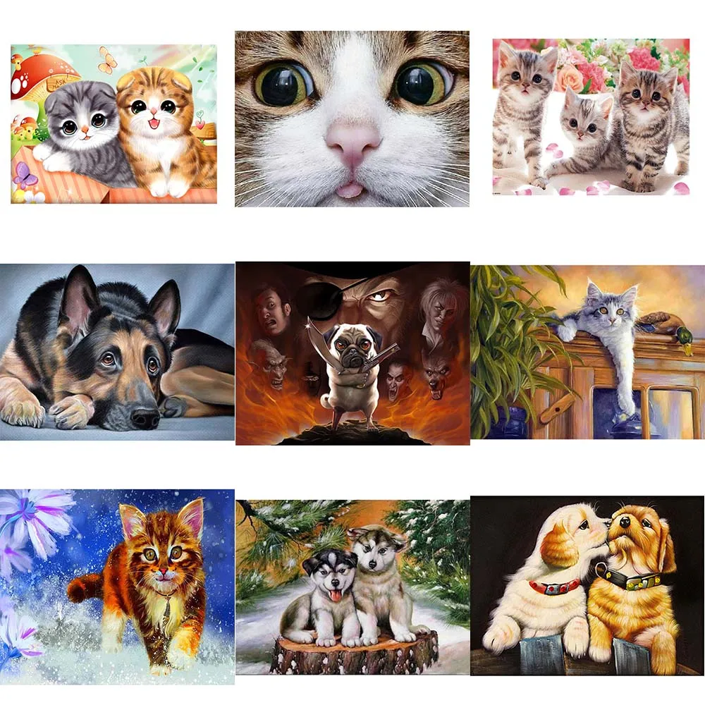 

Diamond Painting 5D DIY Diamond Embroidered Pirate Dog German Shepherd Cute Cat Animal Cross Stitch Square Diamond Mosaic