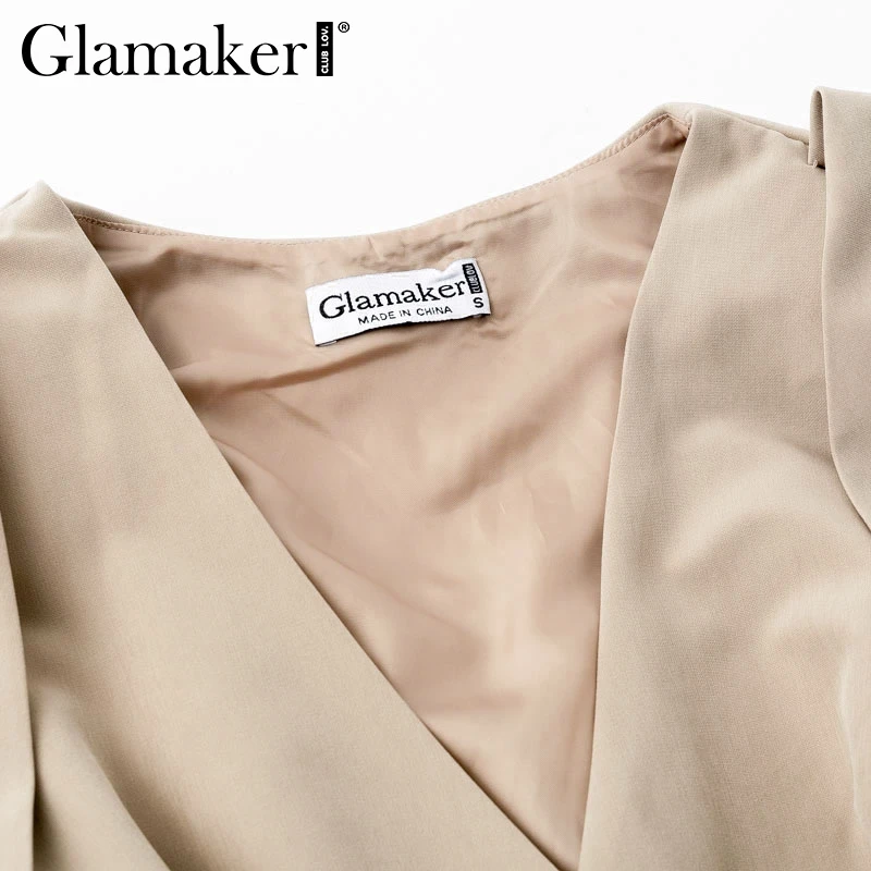 Женский комбинезон Glamaker белый Облегающий с глубоким треугольным вырезом и