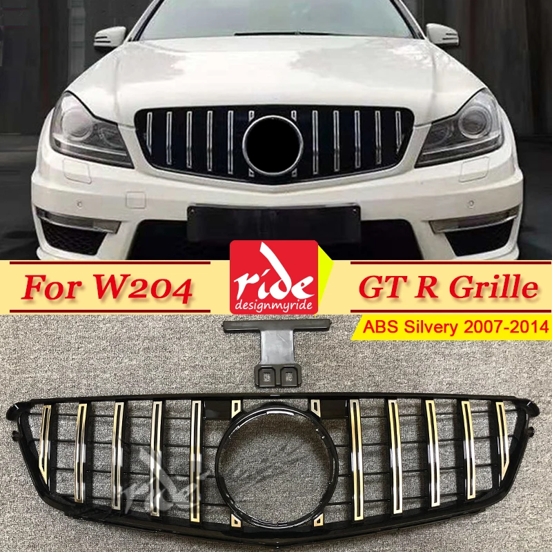 W204 передняя решетка гриль ABS серебро c класс C63 C180 C200 C250 C280 C300 C350 GTS стиль без
