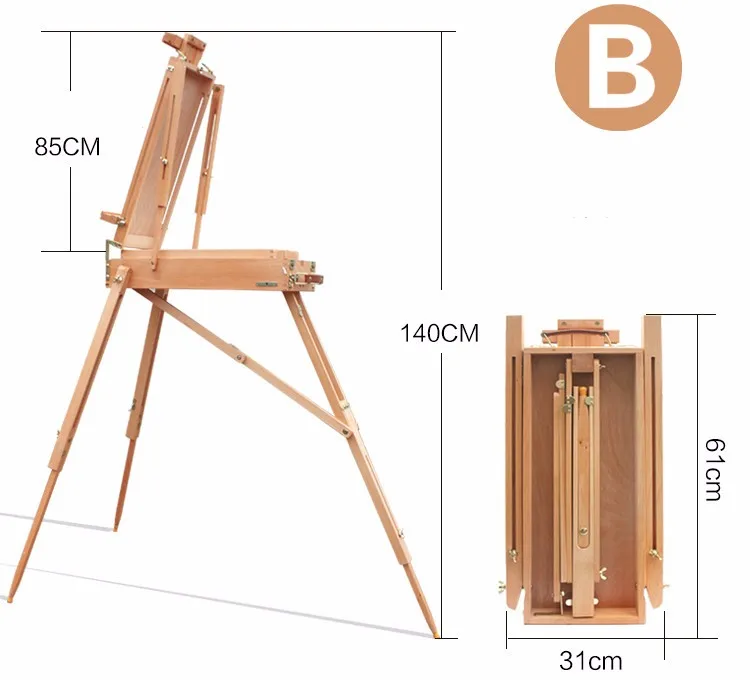 Портативный мольберт для эскизов для художников, картина из дерева, масло, мольберт, коробка с ручкой, регулируемая деревянная настольная коробка для художника, искусство кавалета