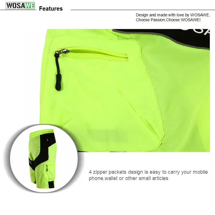 Wosawe MTB дорожный мужские свободные шорты для велоспорта горный велосипед Досуг с 3D подкладом трусы спортивный цикл одежда для лета