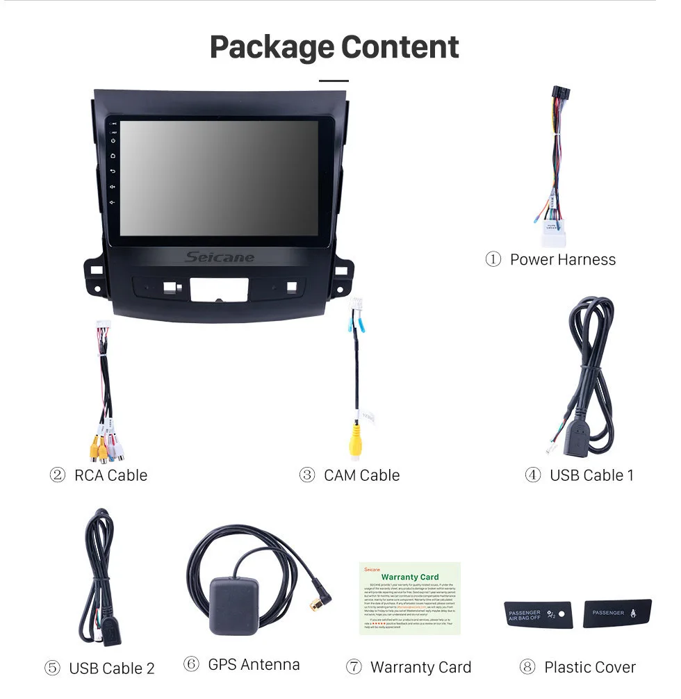 Sale Seicane Android 8.1 2 Din Car GPS Multimedia Player 9" For MITSUBISHI Outlander 2006 2007-2014 Audio Support Radio SWC DVR TPMS 19