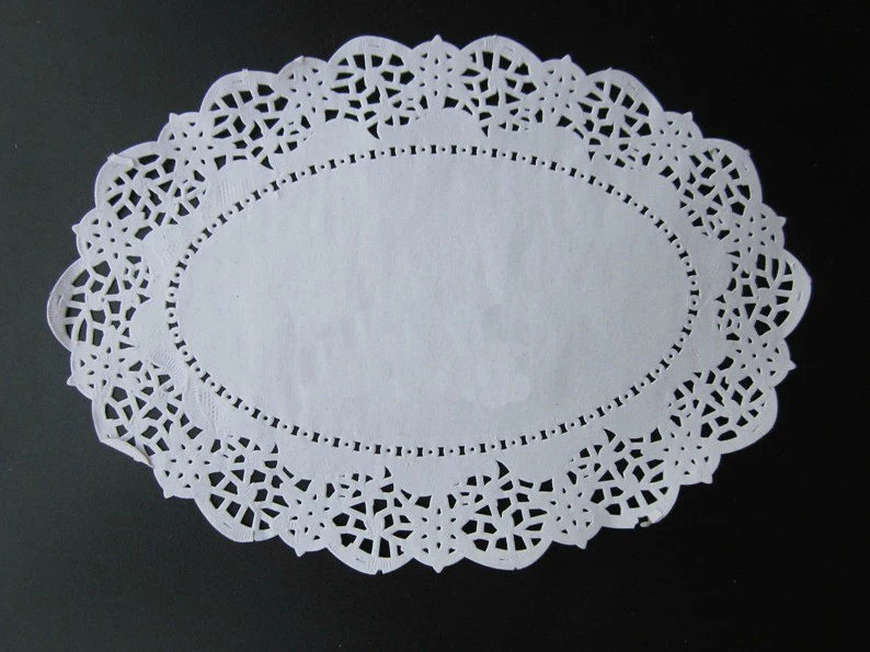 6.5"*9" Oval paper lace doilies Dessert cake placemats Embossed paper