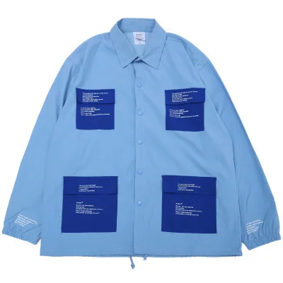 

Original Popular Logo Autumn and Winter Men's Single Breasted Waterproof and Windproof Men's High-street Multi-bag Shirts