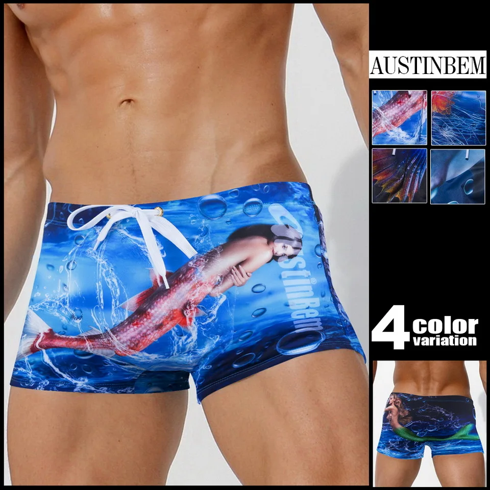 

Men's Swimming Trunks Boxer Trunks Personality Pattern Marine Life Swimsuits Swim Trunks Briefs Sunga Swim Suits Beach Shorts