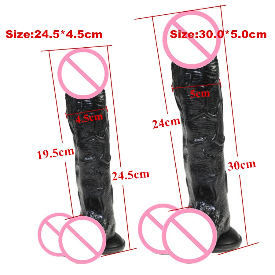 30CM Black Dildos Sturdy Suction Cup Realistic Large Silicone Super Big Huge Penis Adult Toys Sex Products