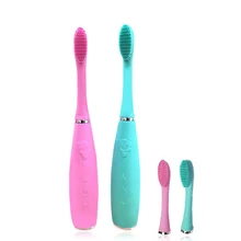 Electric Sonic Silicone Toothbrush for Kids Adult Rechargeable IPX7 Waterproof Deep Clean Whitening Teeth With Replaceable Head