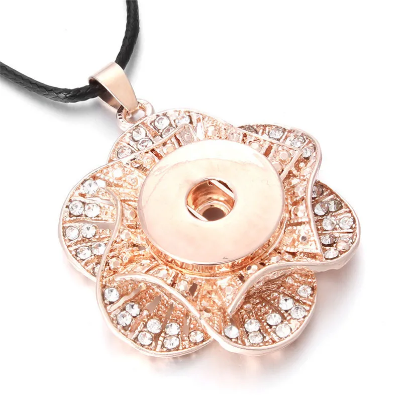 Кнопки ювелирные изделия розовое золото Кристалл цветок кнопка ожерелье с защелкой DIY 20 мм 18 мм кулон с кнопкой ожерелье для женщин