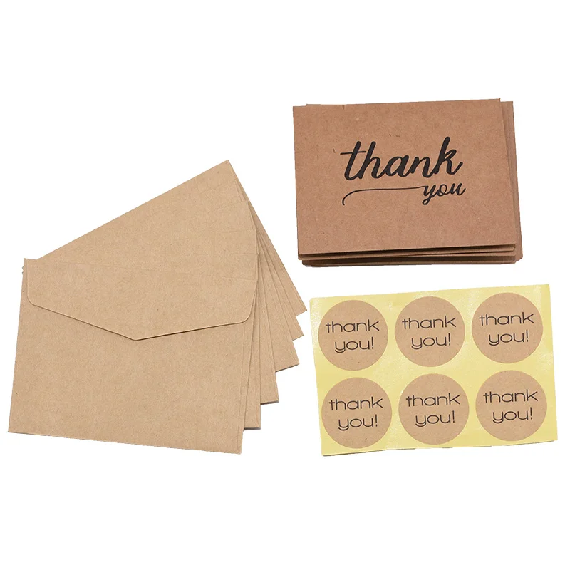 

6pcs Mini Thank You Card with Envelopes Wedding Birthday Party Supplies Greeting Cards Invitations Card Christmas Decoration