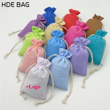Персиковые кожаные сумки для упаковка ювелирных изделий/макияжа/подарка/свадьбы/вечерние/хранения/обуви/конфетных мешков ткань шнурок мешок таможня печать логотип