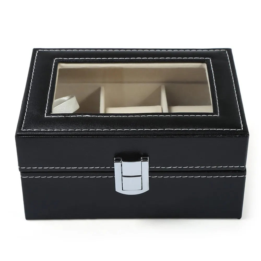 3 сетки черный кожаный часы коробка для ювелирных изделий коробка прозрачный Skylighty часы коробка