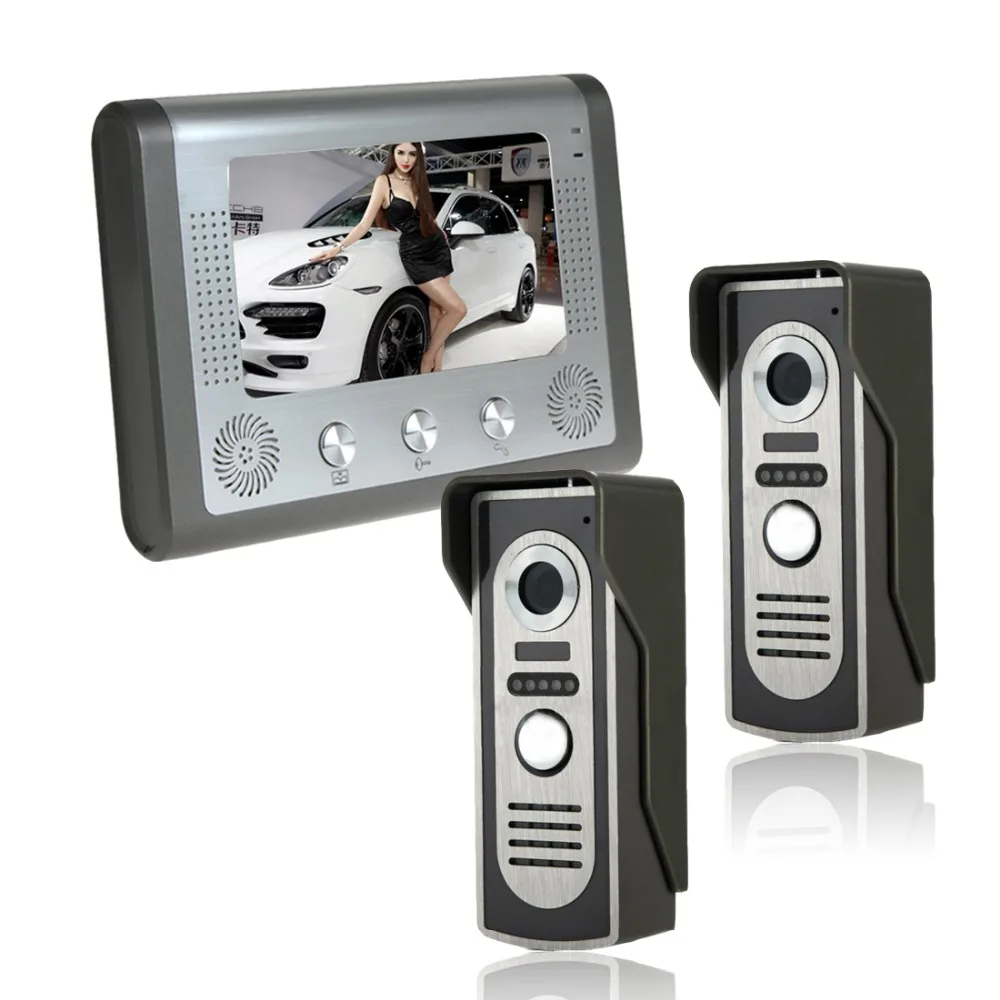 Wired 7'' TFT Color Video door phone Doorbell System Kit IR