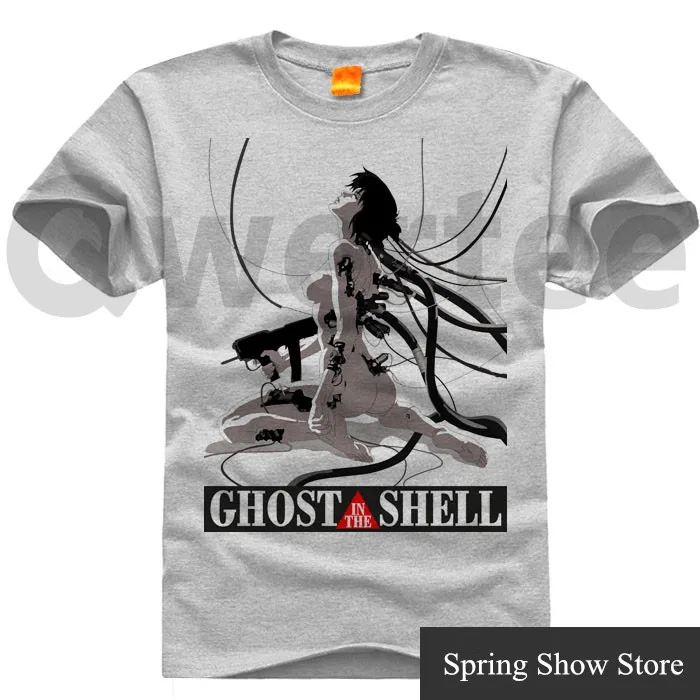 Футболка Ghost In The Shell Кусанаги Мотоко Косплей Аниме короткий рукав серый/белый