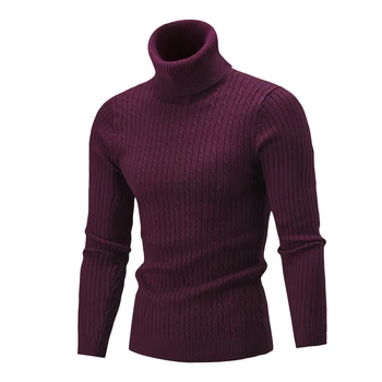 

Sweater Pullover Men 2019 Male Brand Casual Solid-Color Knitt Simple Sweaters Men Comfortable Hedging Turtleneck Men'S Sweater