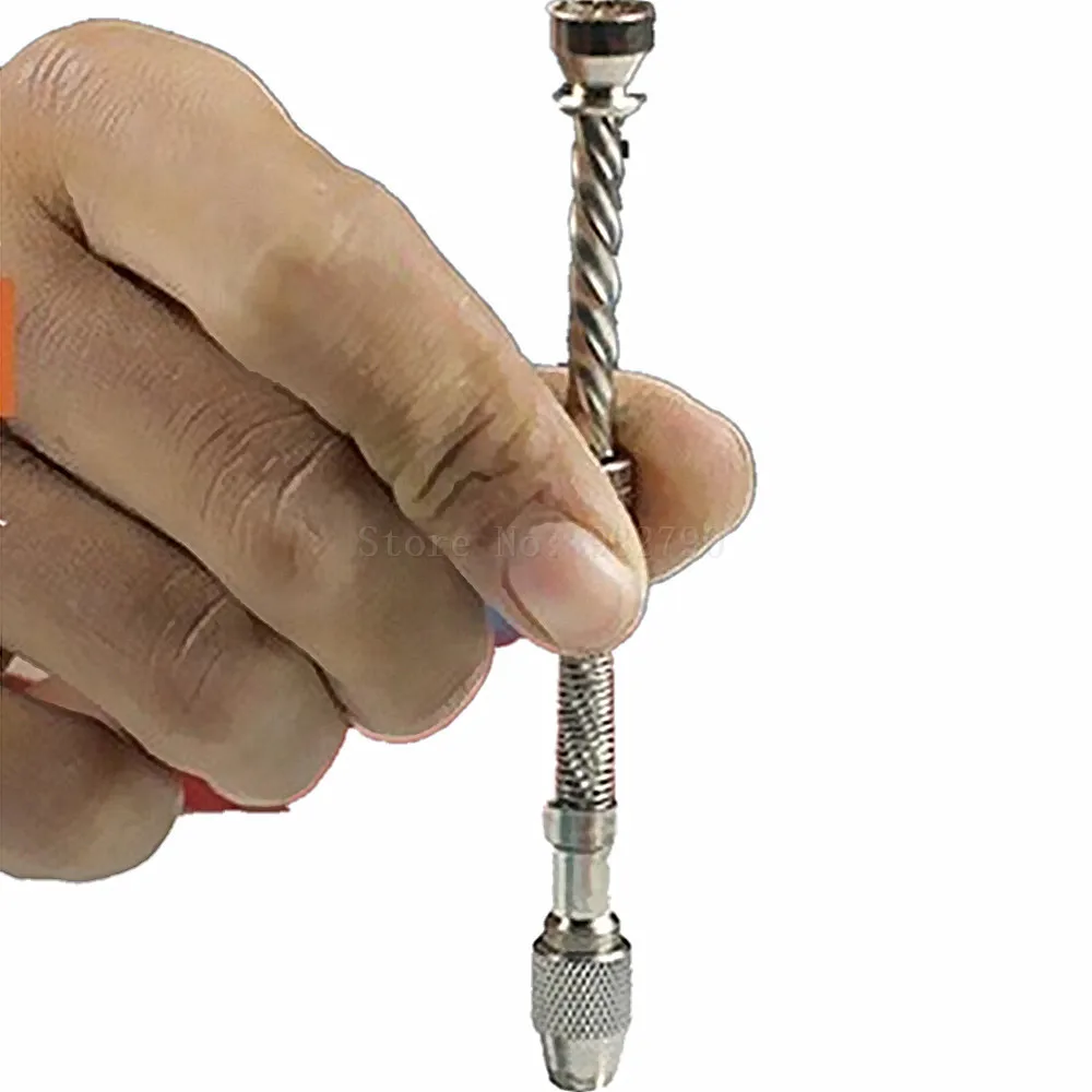 Mimgo Store Semi-automatic Mini Micro Spiral Hand Manual Drill Chuck Twist Bit Pin Vise Jewelry Tool Kit 