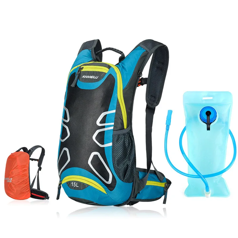 ANMEILU 15L водонепроницаемый велосипедный рюкзак, Сверхлегкий велосипедный Рюкзак Для Езды На Велосипеде, рюкзак для бега, Рюкзак Для Езды с дождевиком - Цвет: BLU with water bag
