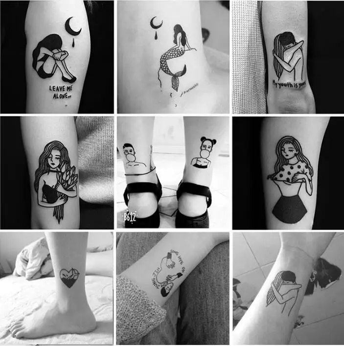 Cc Set Different Black White Small Tattoo Dark Series Girl Design