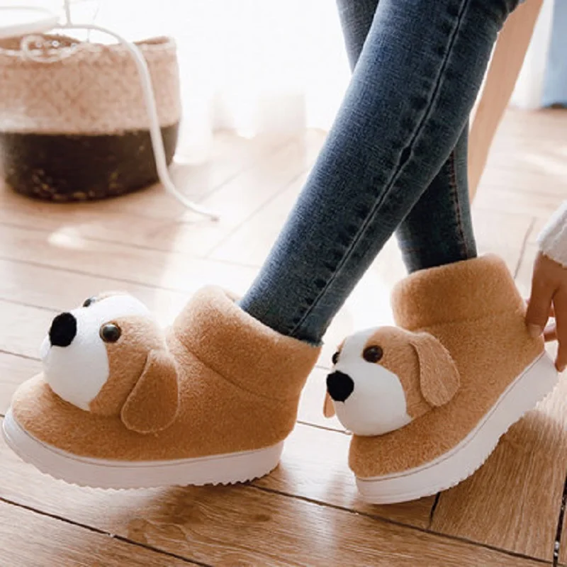 

New winter plus velvet cute dog female cotton shoes indoor home cute plus velvet warm female boots.