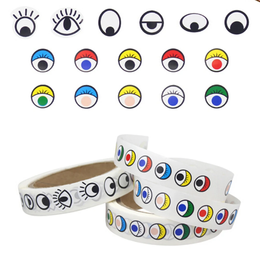 

1Roll DIY Self-adhesive Paper Eye Stickers Roll Black Color Children Handmade DIY Craft Materials Sticker For Kids Toys 4 Styles