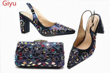 

Wonderful matching Italian shoes and bag set for evening party in blue open toe sandals and clutch bag! HSN1-5