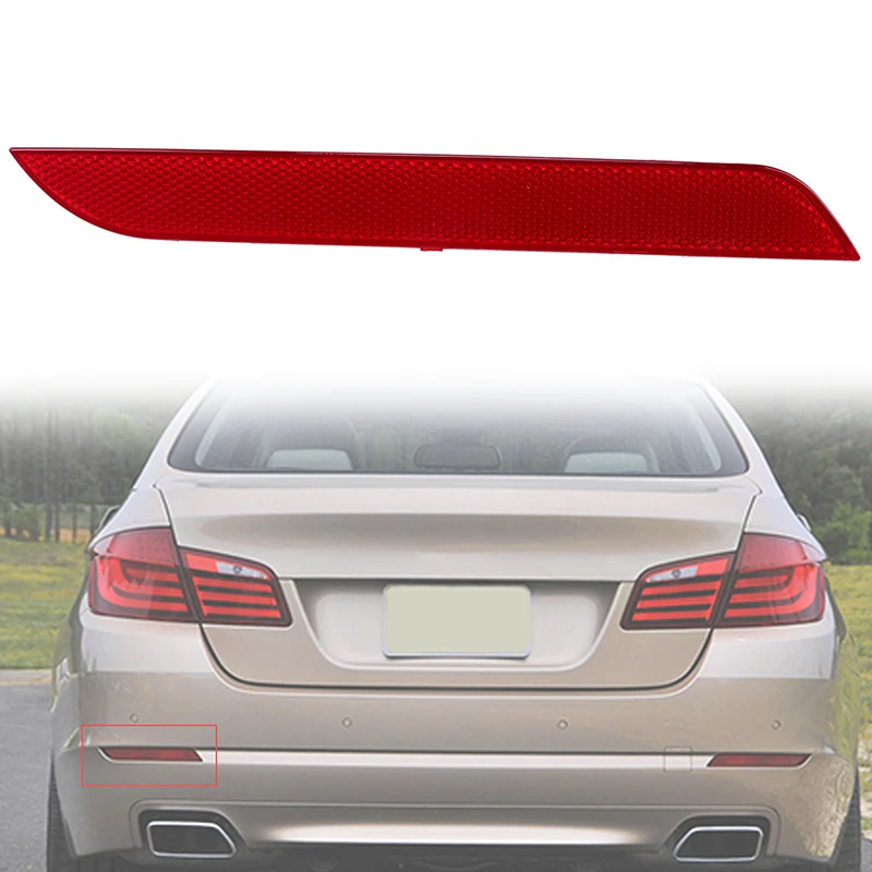 POSSBAY Red Rear Bumper Reflector for BMW 5 Series F10 F18 Sedan 2010-2013 Pre-facelift Tail Warning Lights Strip Stickers car stickers