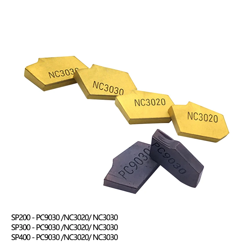 

Tungsten Carbide SP200 SP300 SP400 PC9030 NC3020 NC3030 Slotted Carbide Inserts Parting and grooving Tool CVD PVD Lathe Tool