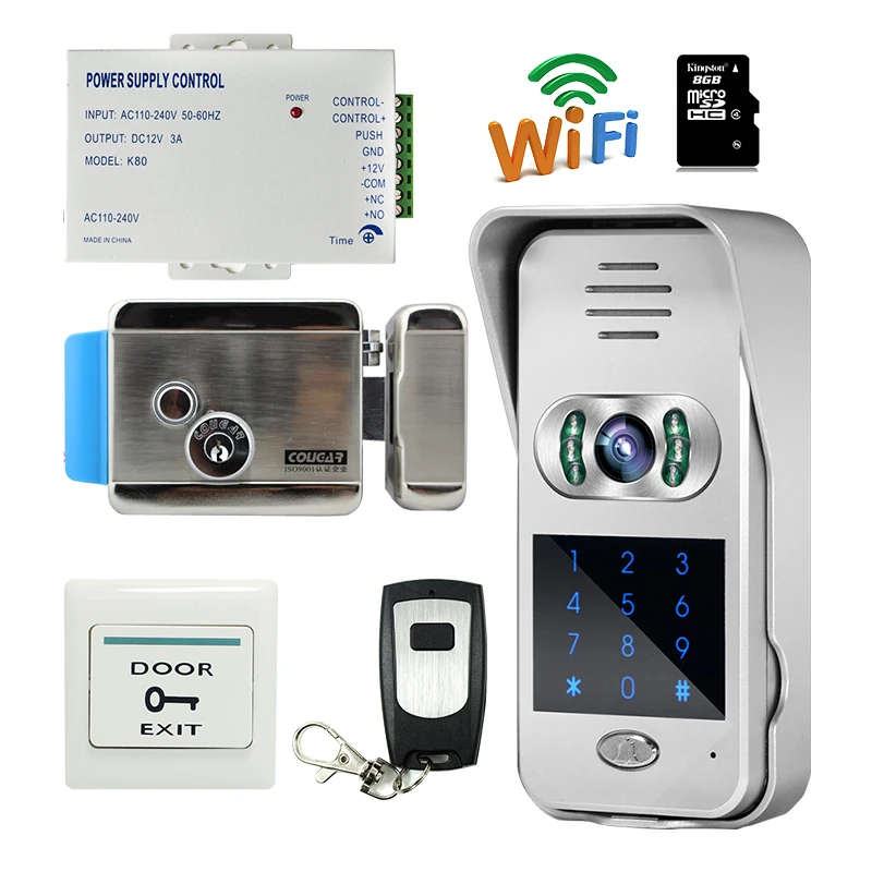 

Free Shipping Code / Keypad Wireless Wifi IP Doorbell Video Door Phone Intercom for Android Phone Remote Unlock View + E-lock