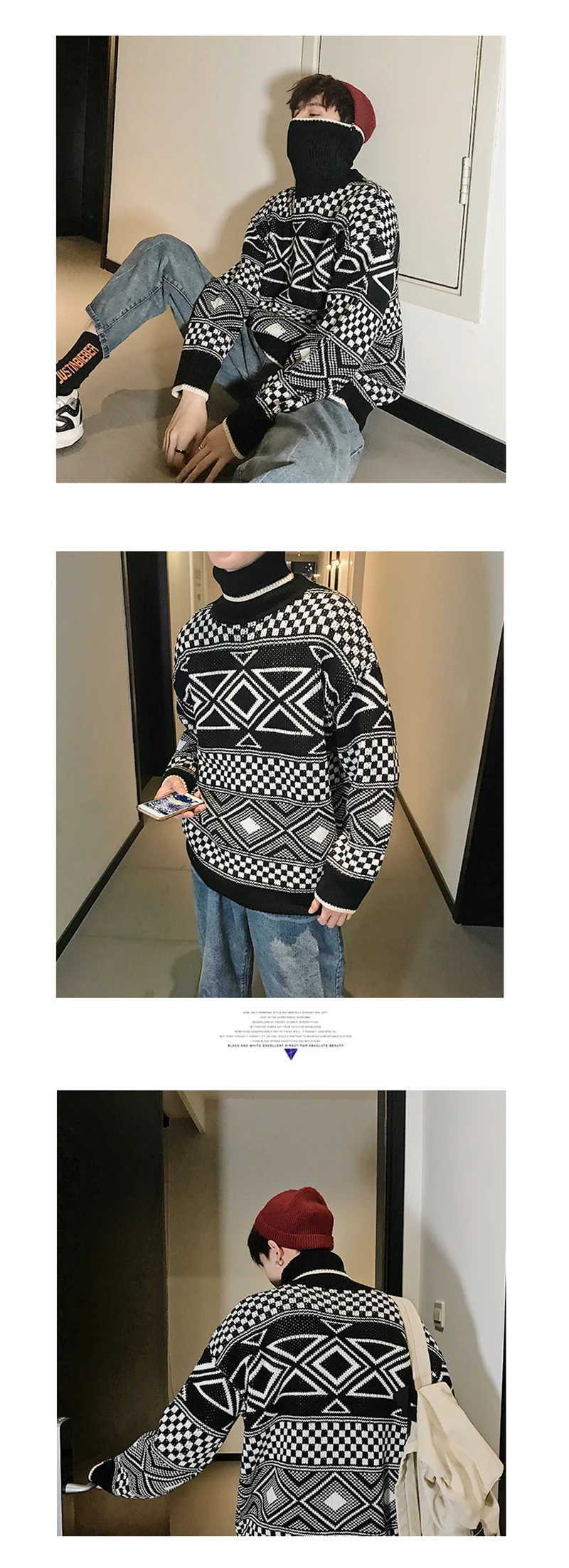 Korean Turtleneck Sweater Men Pullover   (9)