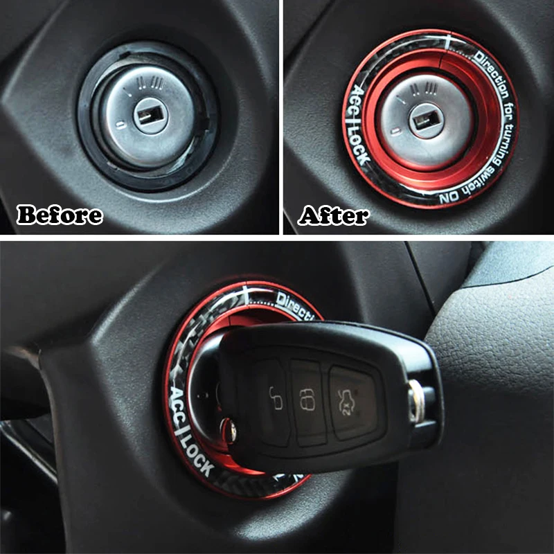 Car Stickers For Ford Focus 2 3 Fusion Mondeo 2013 Ignition Key Hole Switch Ring Circle Cover Decoration