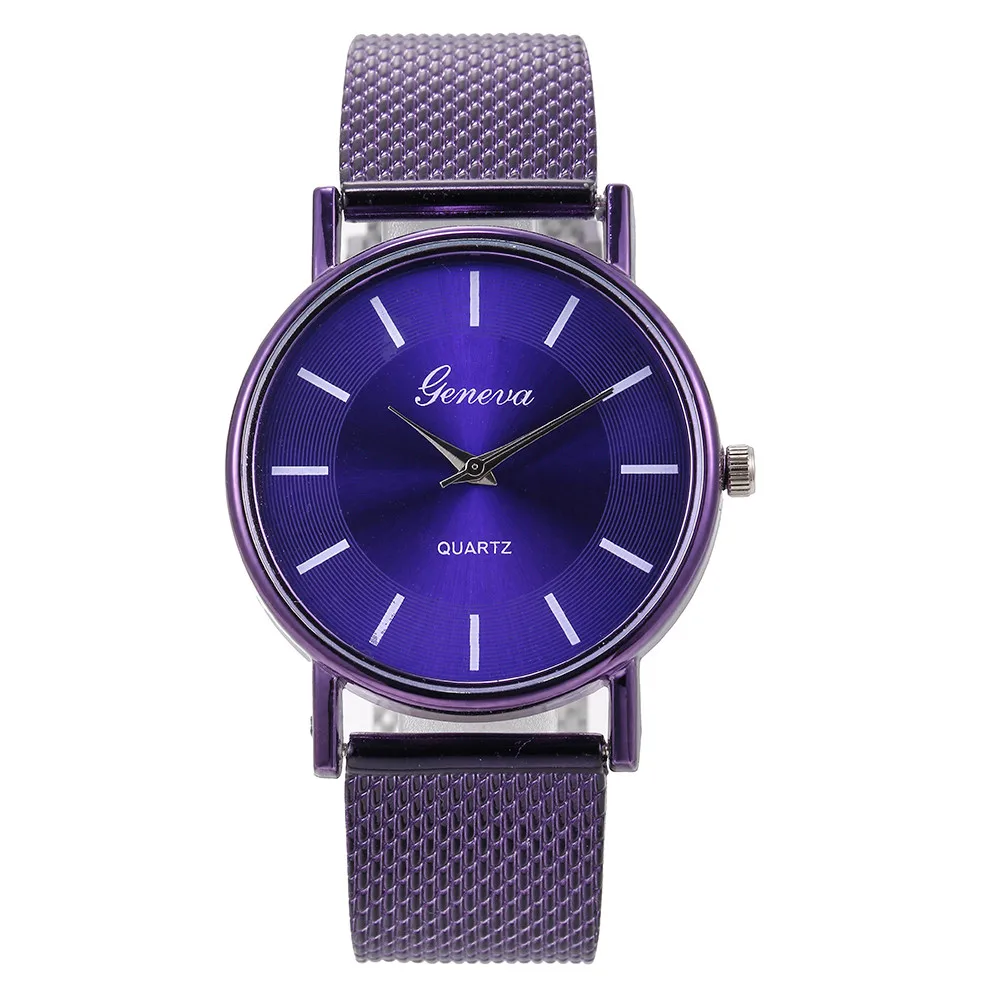 Style Fashion Quartz Watch Woman's High-end Blue Glass Life Waterproof Distinguished Clock relogio feminino Dropship#9850 - Цвет: Purple
