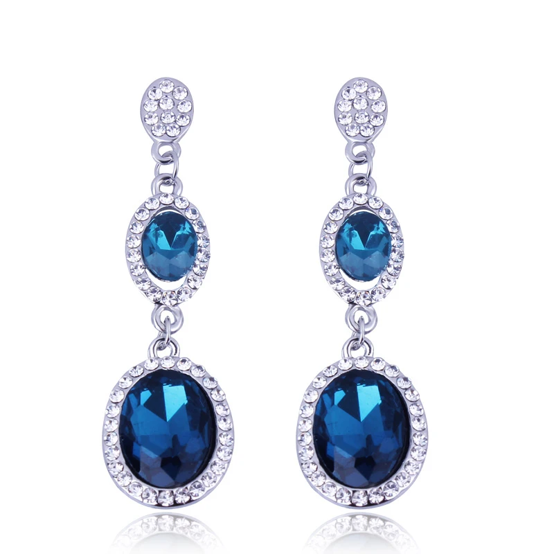 

Vintage Water Drop Rhinestone Earring Brincos Classic Big Long Stud Earrings For Women Fashion Round Crystal Bijoux Jewelry