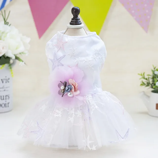 Bigeyedog Pearl Decor Dog Wedding Dress Cat Puppy Skirt Chihuahua Poodle Yorkshire Terrier Dog