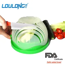 2017 Food Grade PP Salad Bowl Salad Cutter Vegetable & Fruit Tools Healthy Fresh Salads Bowls Kitchen Maker Salad Easy FT036