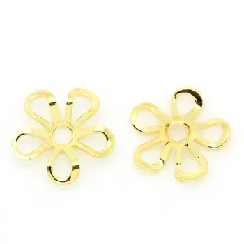 

DoreenBeads Copper Beads Caps Flower Gold Color (Fits 16mm Beads) 9mm( 3/8") x 9mm( 3/8"), 15 PCs