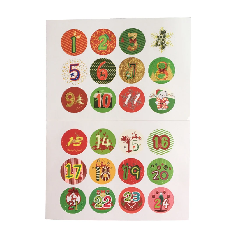 

120pcs/lot 1-24 Christmas Advent Christmas Number Round Cake Packaging Sealing Label Sticker Baking Gift Stickers